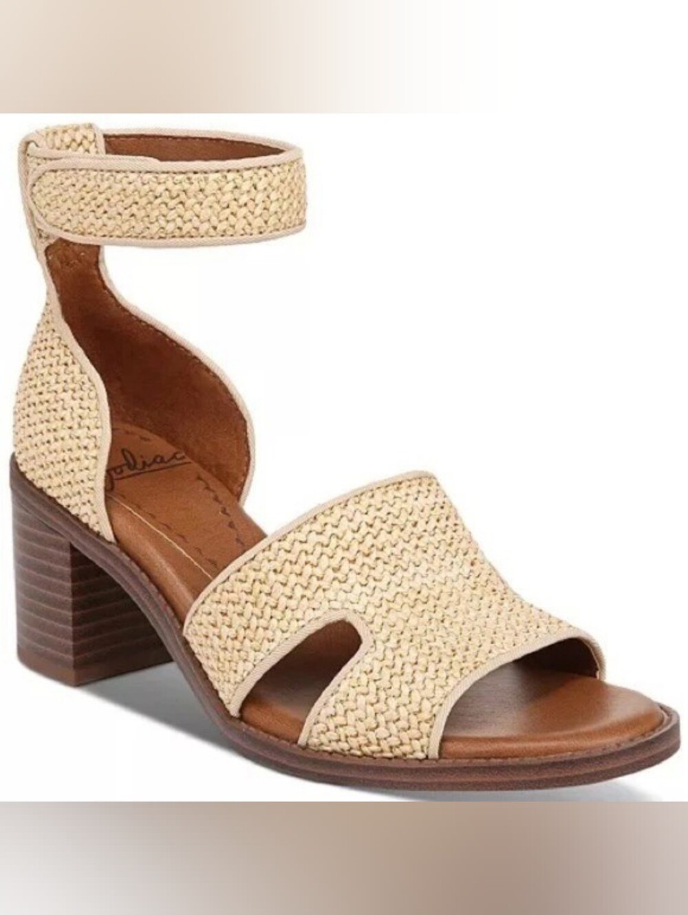 Zodiac Woven Ankle-Strap Sandals in Beige